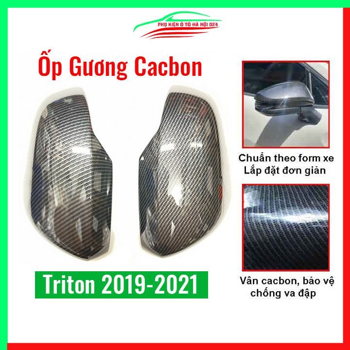 Ốp gương chiếu hậu Triton 2019-2021 vân Cacbon bảo vệ chống trầy trang trí làm đẹp xe