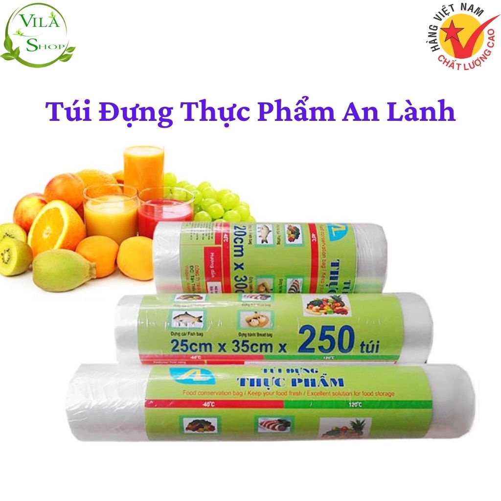 Cuộn Túi Đựng Thực Phẩm, Túi Thực Phẩm Tự Hủy AN LÀNH - Màng PE Bọc Thực Phẩm An Toàn, Thân Thiện Với Môi Trường