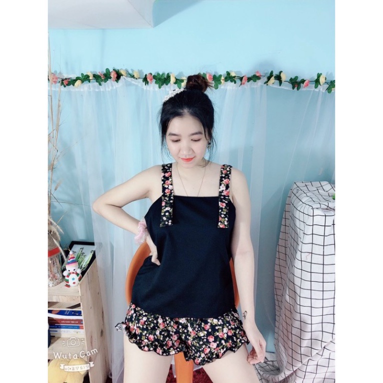 Đồ Mặc Nhà 2 Dây Bản To Kèm Đùi Cho Nữ Cực Dễ Thương Sét Đồ Nữ  Sexy Đi Biển Tắm Mát mẫu mới