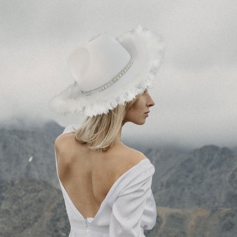 Mũ Cao Bồi Đính Lông Vũ Vành To Kiểu Cao Bồi Phương Tây Thời Trang Cho Nam Và Nữ