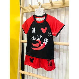 Bộ Mickey đá bóng đỏ đen