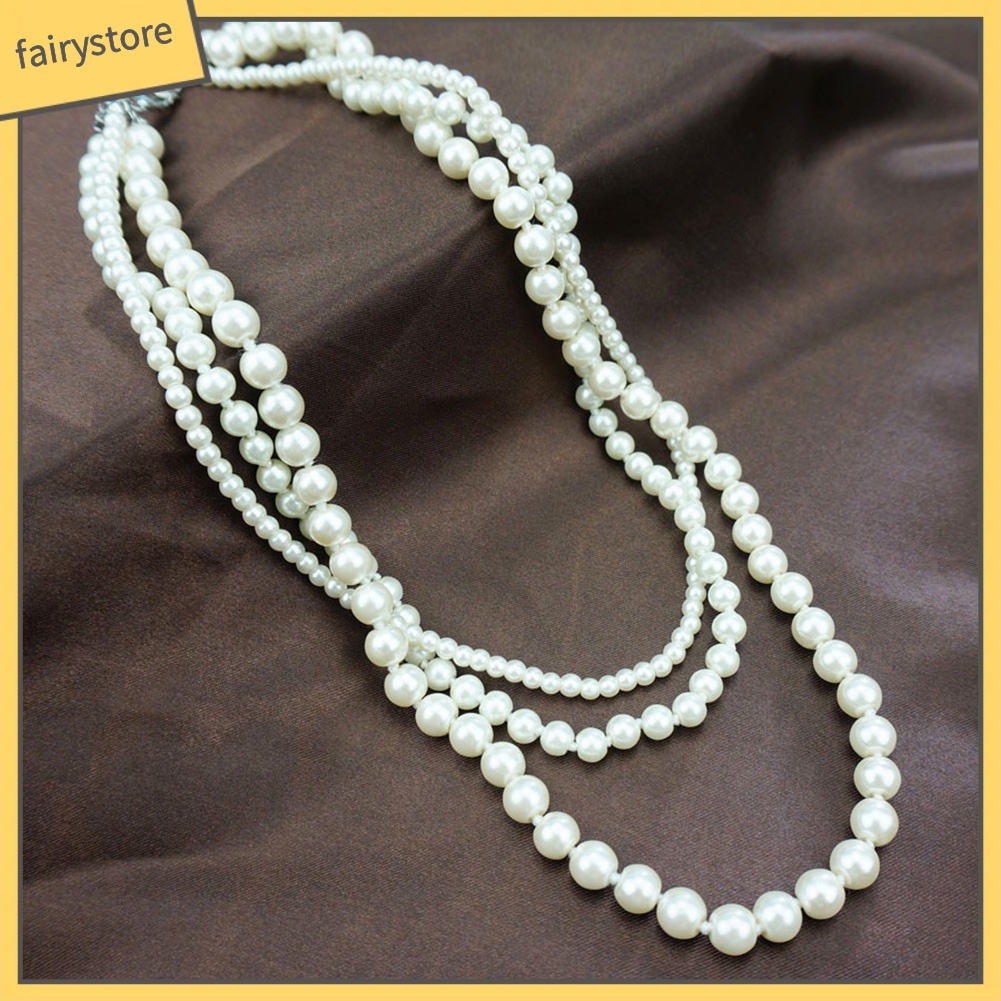 Dây chuyền nhiều lớp đính hạt ngọc trai nhân tạo kiểu dáng thời trang dành cho nữ