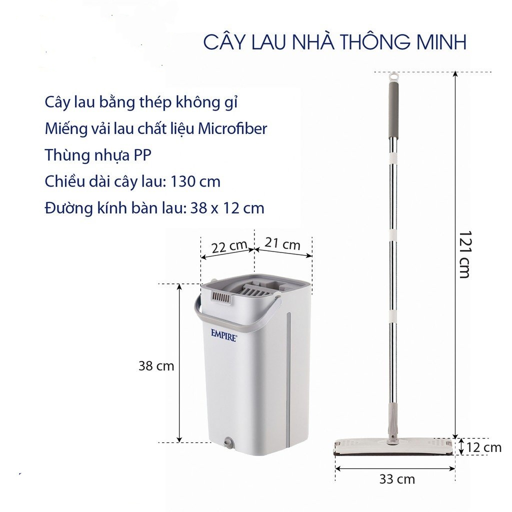 (Hàng Hot) Chổi Lau Nhà Xoay 360 Gạt Nước Có Thùng