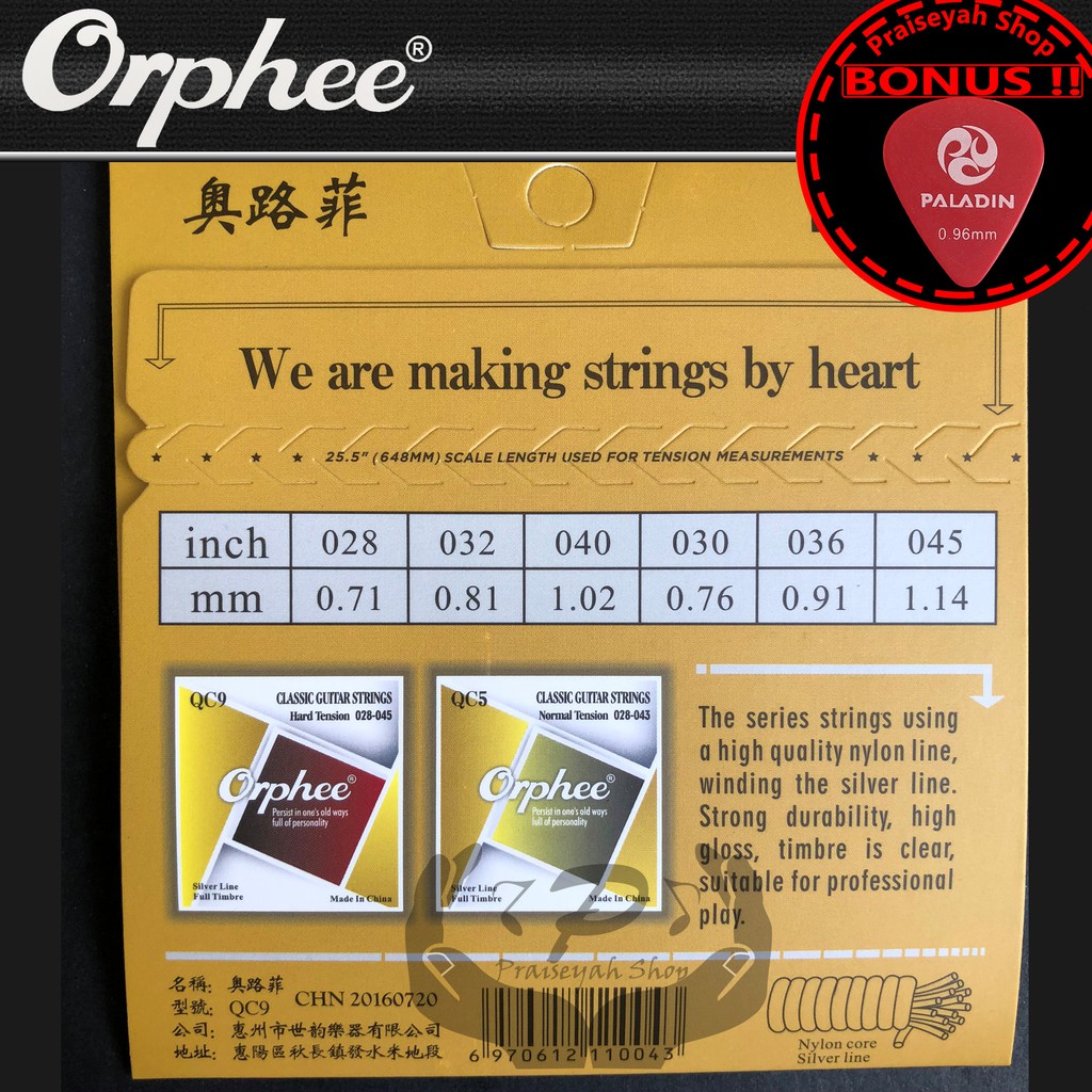 Orphee Dây Đàn Guitar Cổ Điển Qc9 Original Qc 9 Nylon