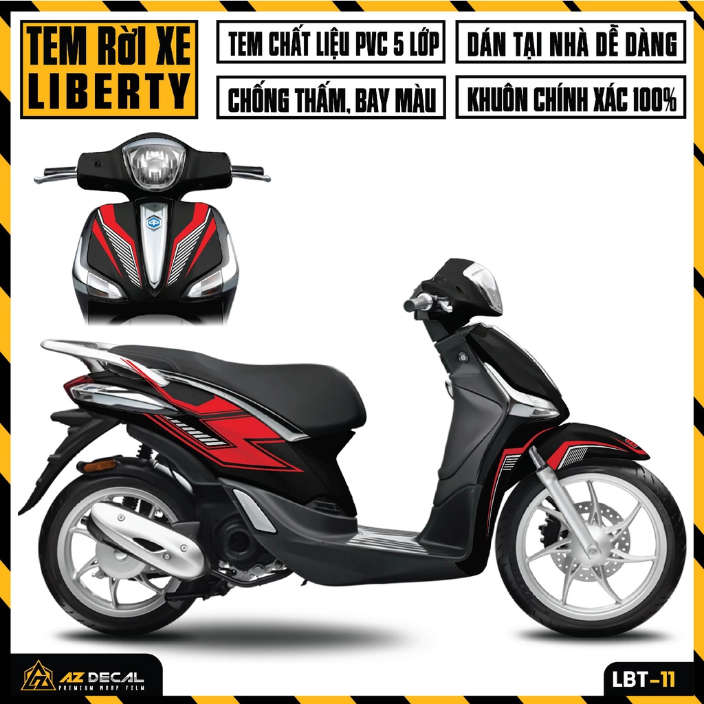 Tem Liberty Mẫu Thiết Kế Thể Thao | LBT-11 | Decal Dán Xe Máy Liberty Dễ Sử Dụng Chống Nước Bám Tốt