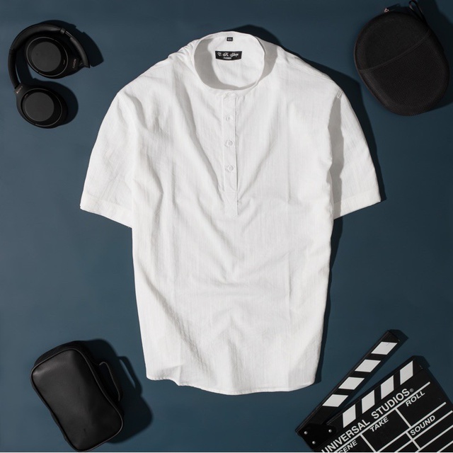 Áo sơ mi đũi cổ trụ tay ngắn BIGSIZE nam < 125kg