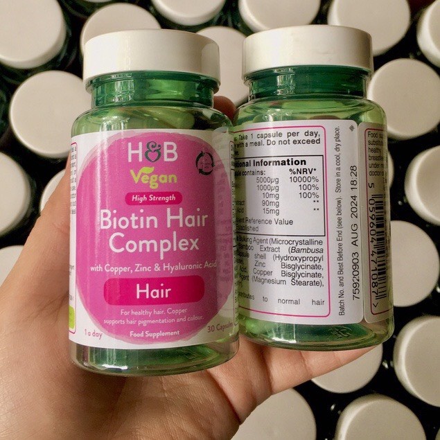 Viên Uống Kích Mọc Tóc Holland &amp; Barrett Biotin, Giảm Rụng Tóc Hiệu Qủa An Toàn - Lọ 120 viên [ CHÍNH - HÃNG ]
