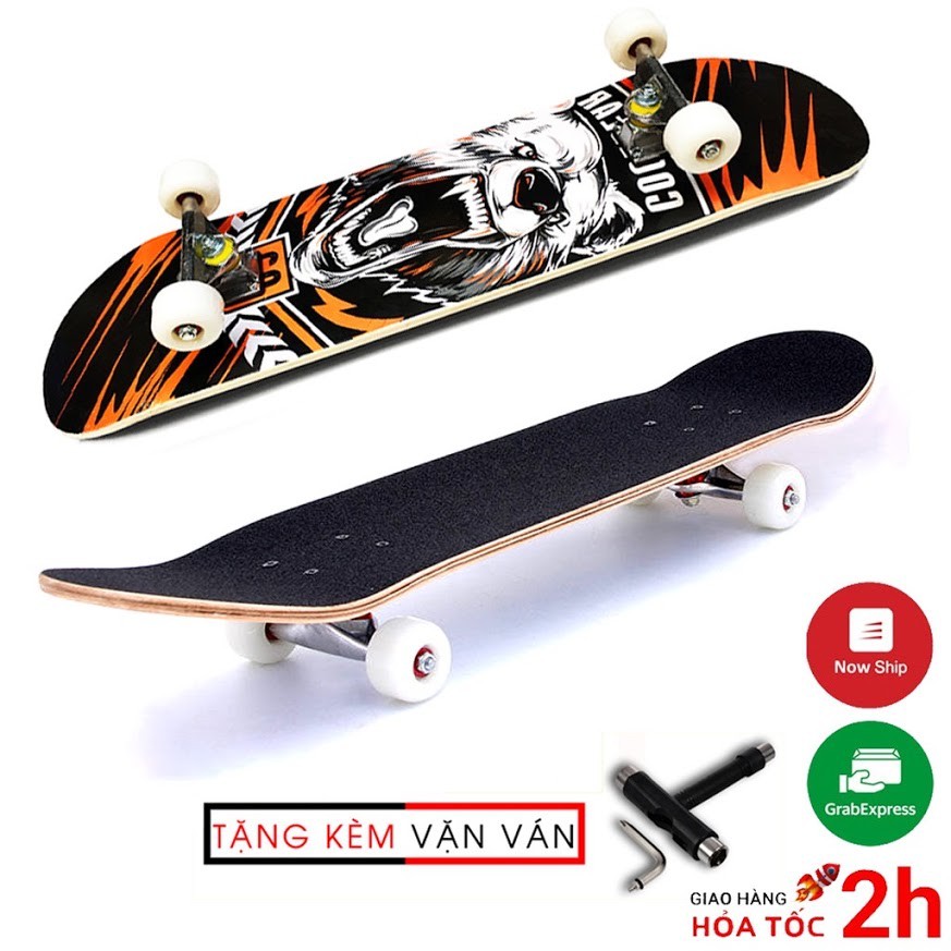 Ván trượt skateboard Keen Store gỗ phong 7 lớp mặt đen nhám tải trọng 180kg dành cho người lớn và trẻ em