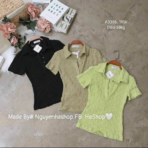áo xốp tay ngắn cổ bẻ ôm dáng chất xốp đi làm đi chơi