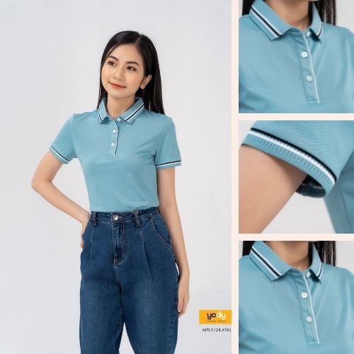Áo thun polo nữ YODY phông tay ngắn, cổ bẻ vải Cotton, coolmax ,chuẩn form xuất xịn - APN3724
