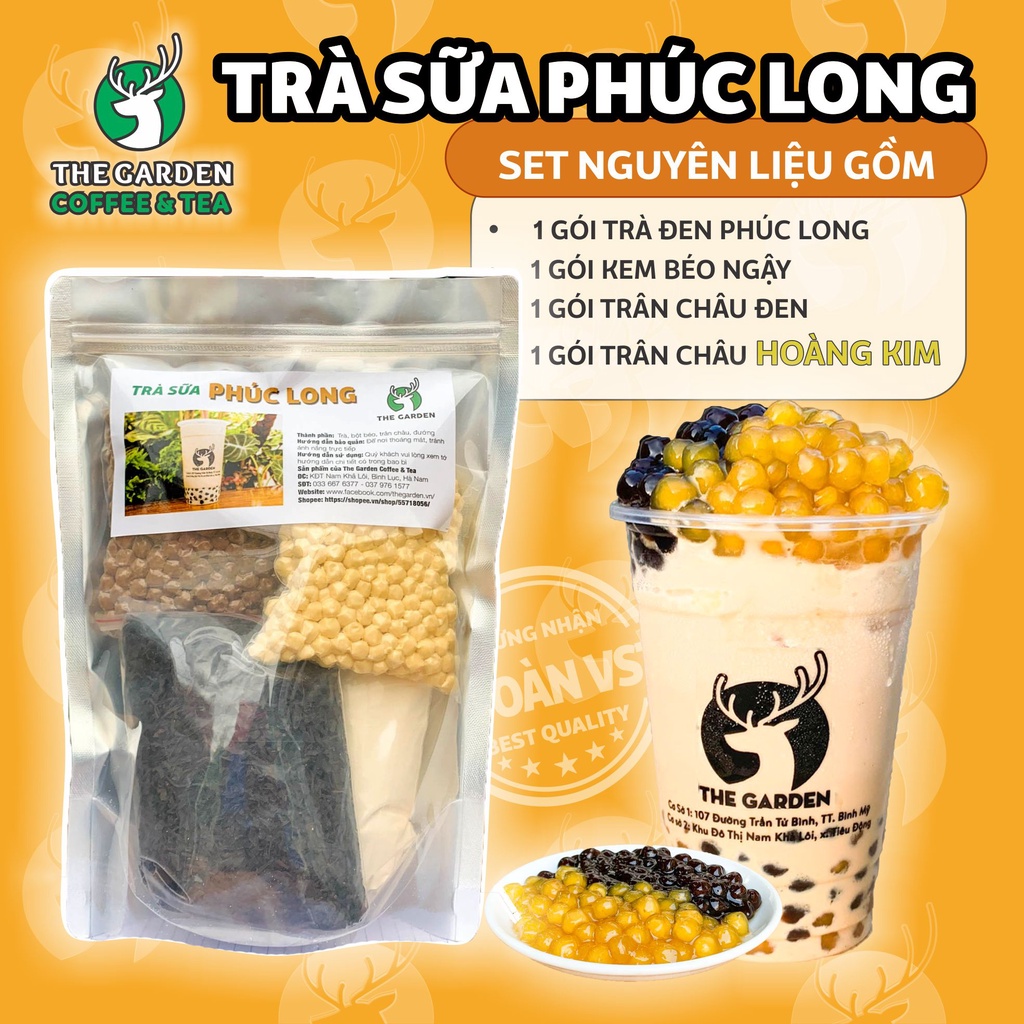 Set Trà Sữa Trân Châu Phúc Long, Hồng Trà Sữa, Trà Sữa Thái Xanh, Trà Sữa Thái Đỏ 6-8 Ly THE GARDEN