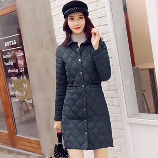 Áo phao trần trám dáng dài