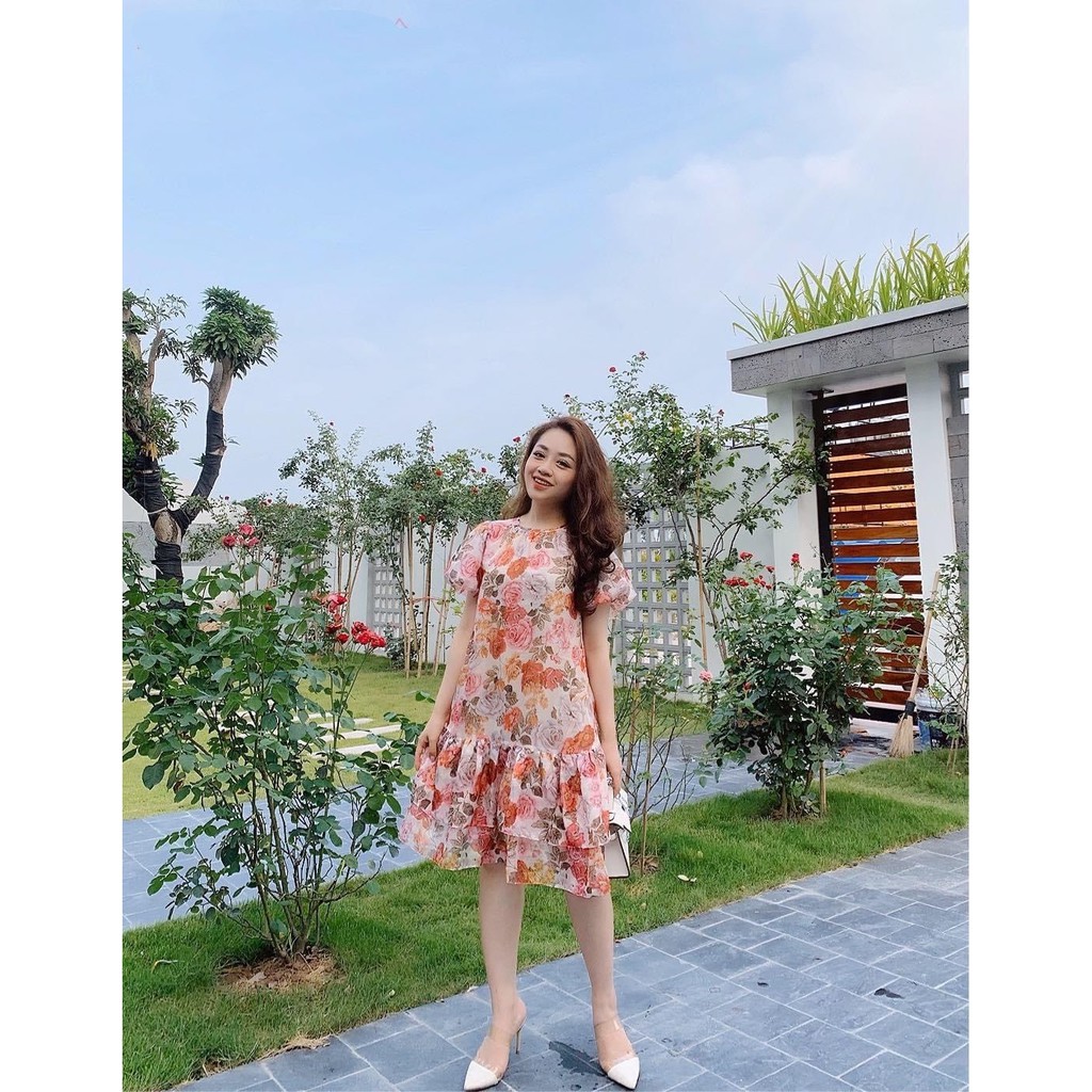 Váy hoa voan lụa