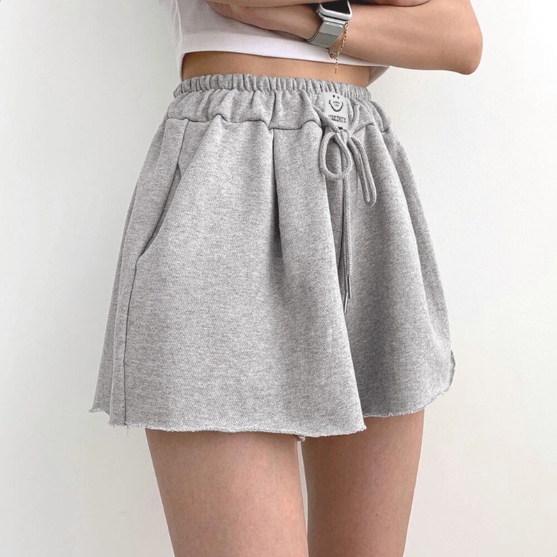 Quần Sọt Lưng Cao Dáng Rộng Phối Dây Rút Phong Cách Hàn Quốc