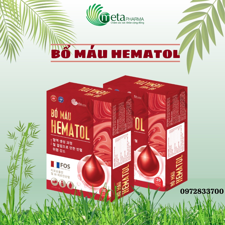 Bổ sung sắt, BỔ MAU HEMATOL, bổ sung sắt, axit folic cho bà bầu, người thiếu sắt, giảm tình trạng thiếu máu