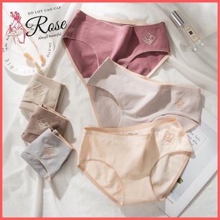 Set 5 quần chíp quần lót nữ o2 cotton ép viền không đường may chống hằn viền rose qr12
