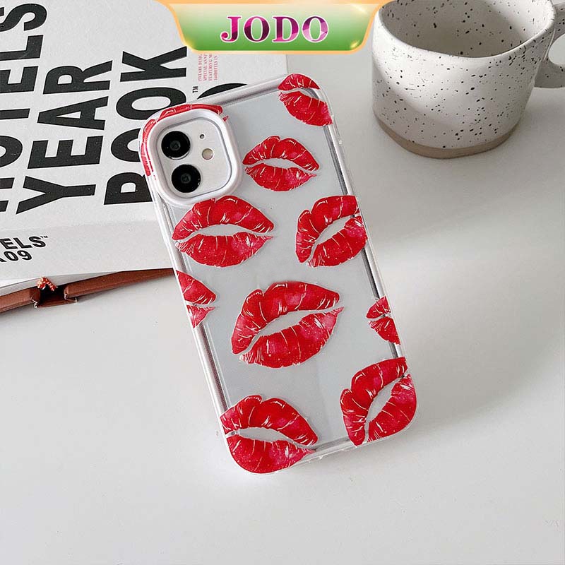Ốp Điện Thoại TPU Silicon Mềm Chống Sốc 3 Trong 1 Hình Đôi Môi Đỏ Cho Iphone 13 12 11 Pro Promax 6 6S 7 8 Plus X XR XSMax SE