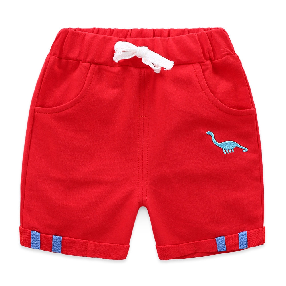 Quần Short Cotton Màu Trơn Họa Tiết Khủng Long Thời Trang Mùa Hè 5 Màu Tùy Chọn Cho Bé Trai Và Gái
