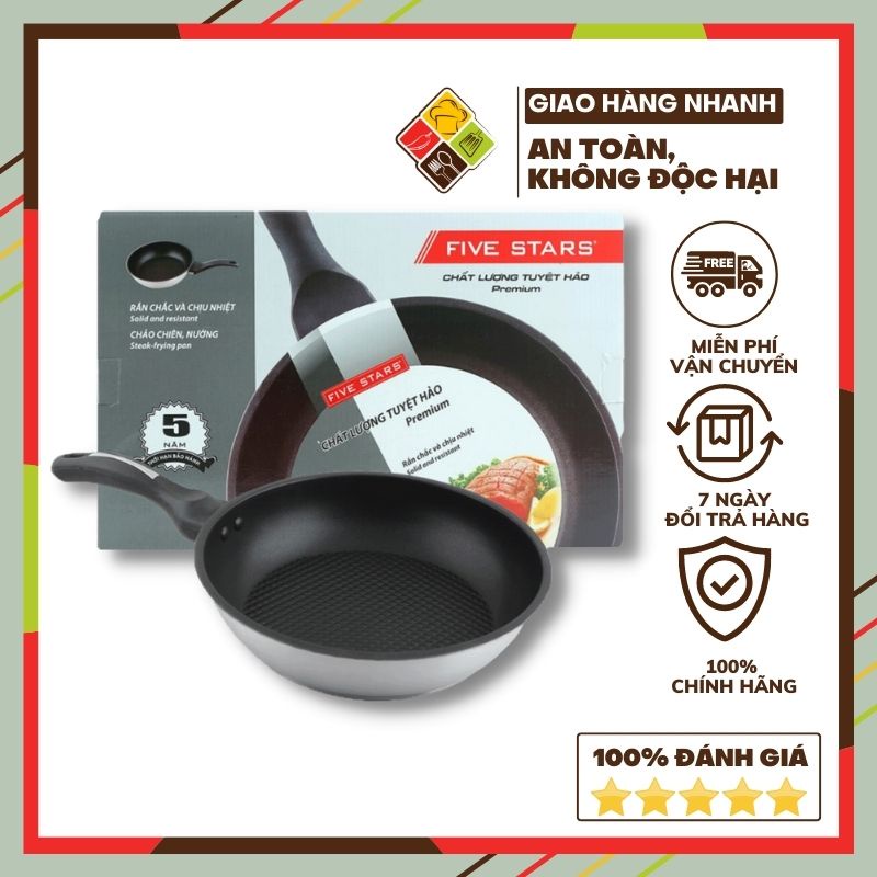Chảo chống dính 3 đáy Fivestar BEHOMEMALL Chảo chống dính bếp từ và bếp hồng ngoại