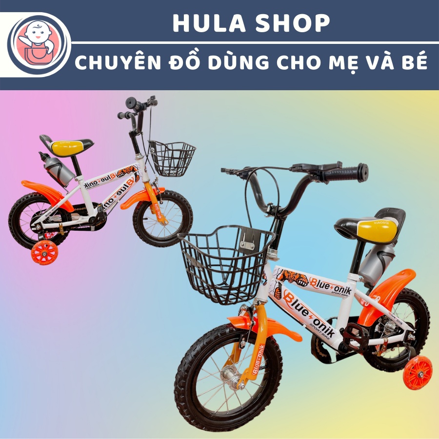 Xe đạp trẻ em cho bé thể thao 12 INCH / 14 INCH mẫu mới nhất tặng kèm bình nước 9BABY màu cam