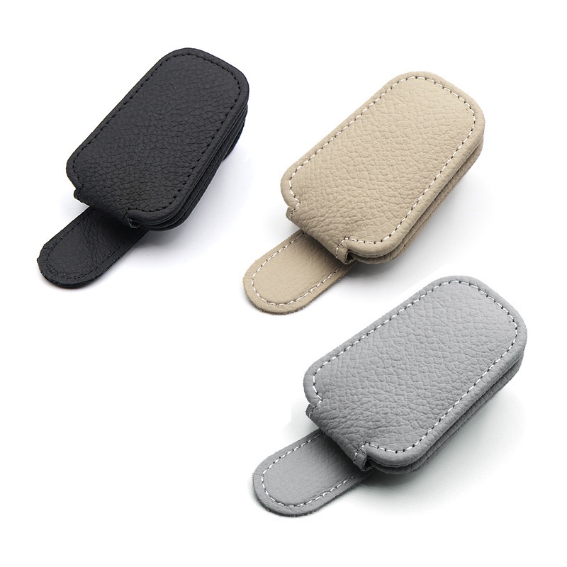 Kẹp giữ mắt kính SEAMETAL bằng da gắn tấm che nắng xe hơi