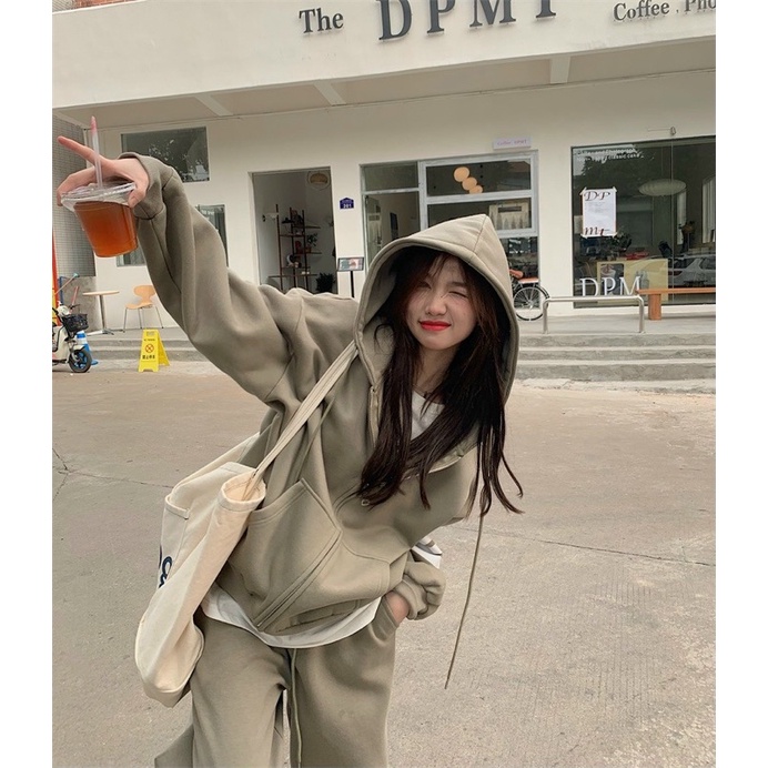 Bộ đồ 3 sọc nam nữ , áo hoodie có mũ mix quần ống rộng chất nỉ ngoại , phom rộng phong cách hàn quốc ulzzang , free size | BigBuy360 - bigbuy360.vn