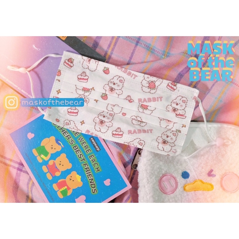 Khẩu trang 5 cai in hình thỏ và gấu đeo đôi dễ thương Mask of the bear