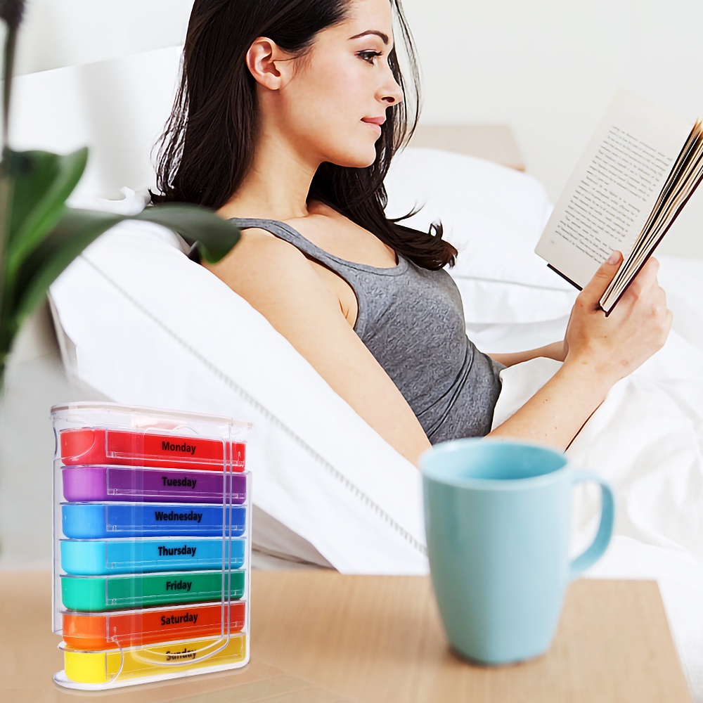 Hộp Đựng Thuốc 7 Ngày / 28 Ngăn Nhỏ Gọn Tiện Dụng Cho Du Lịch