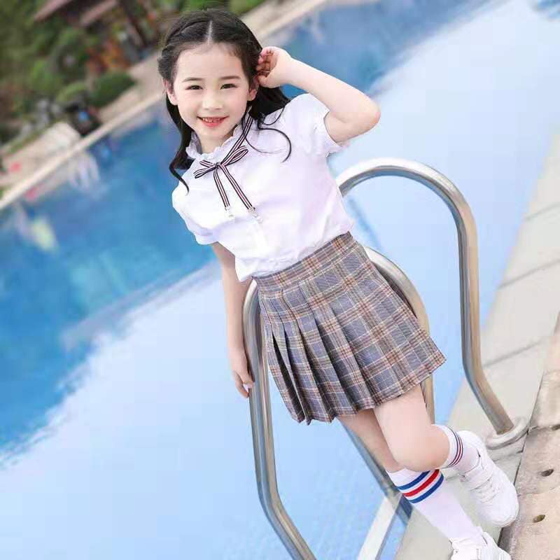 Chân váy kẻ hàn quốc cho bé có lót trong sz 110-160