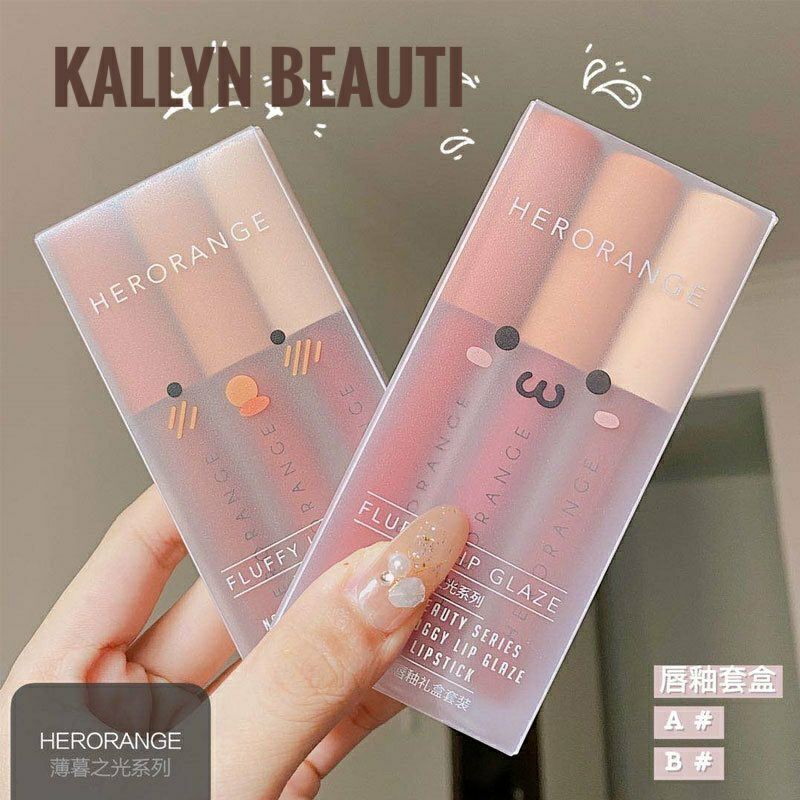 Set 3 Cây Son Kem Lì Herorange Fluffy Lip Glaze