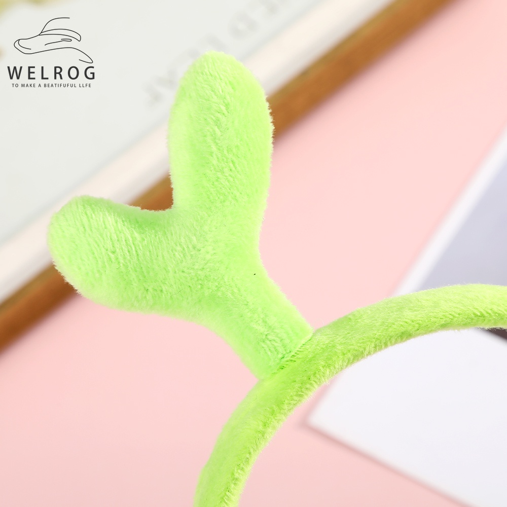 Băng đô hình mầm đậu phủ lông màu xanh lá dễ thương cho bé gái