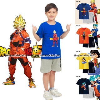 Bộ thun bé trai size nhí, trung, đại 100% cotton loại tốt, thương hiệu BABY FOX, hình Dragon Ball, Songoku j (TBN)