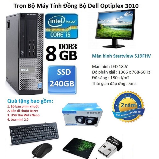 Bộ Máy Tính Đồng Bộ Dell Optiplex 3010 ( Core i5 / 8g / SSD 240GB ) Và Màn Hình Start View 18,5inch mới