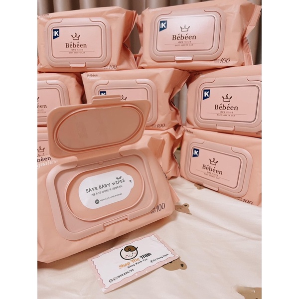 Khăn ướt Bebeen Hàn Quốc chính hãng 1 thùng 10 gói