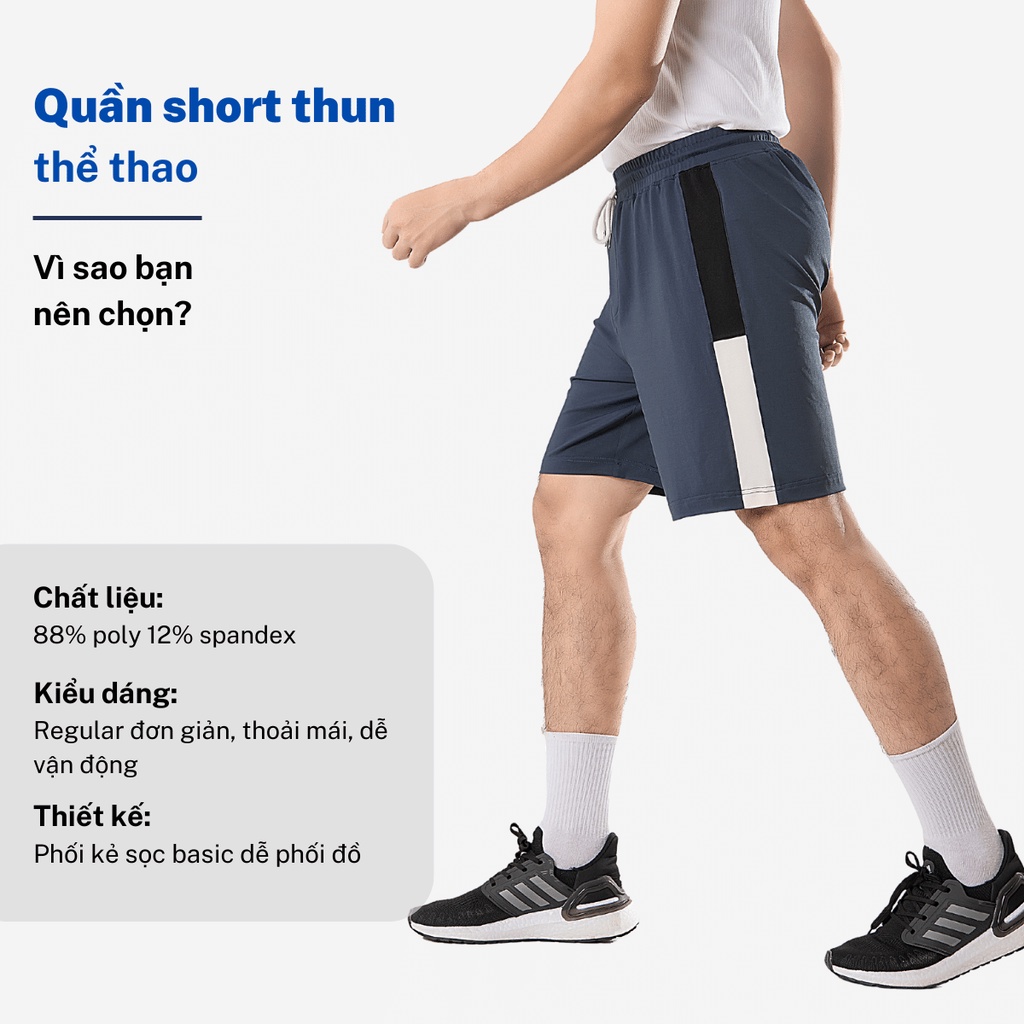 Quần đùi short thun ngắn nam CIZA phong cách thể thao dáng rộng cao cấp trẻ trung màu blue QSTR32