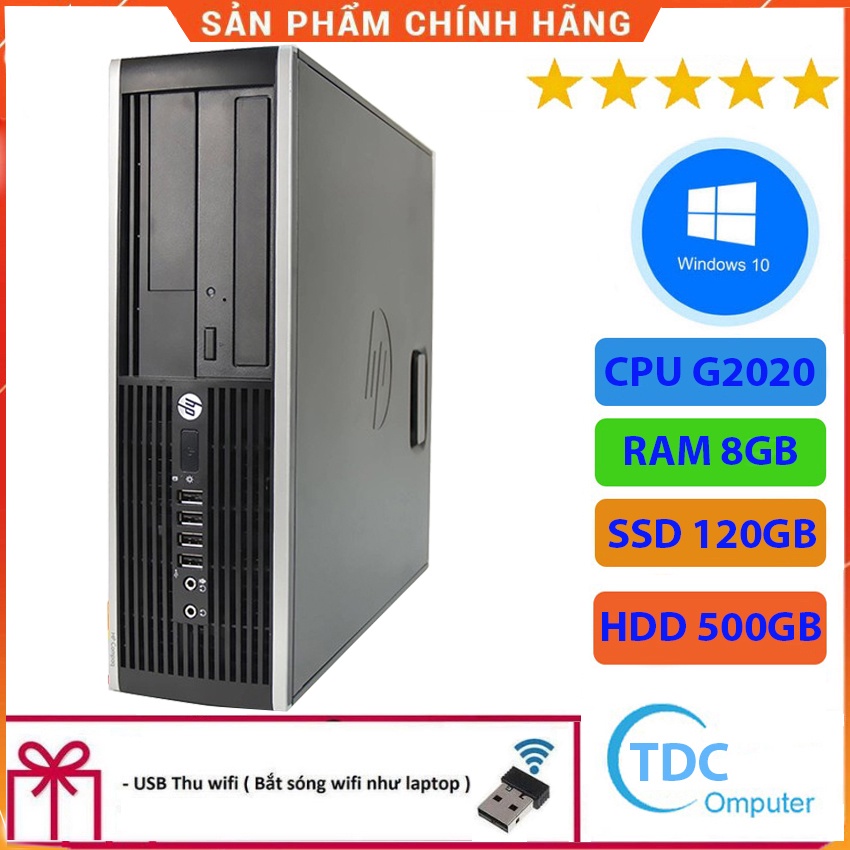 Case máy tính để bàn HP Compaq 6300 SFF CPU G2020 Ram 8GB SSD 120GB + HDD 500GB Tặng USB thu Wifi, Bảo hành 12 tháng