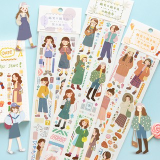 Sticker (hình dán) cô gái clothing style bản dài trang trí sổ, album, nhật ký, lưu bút, bullet journal