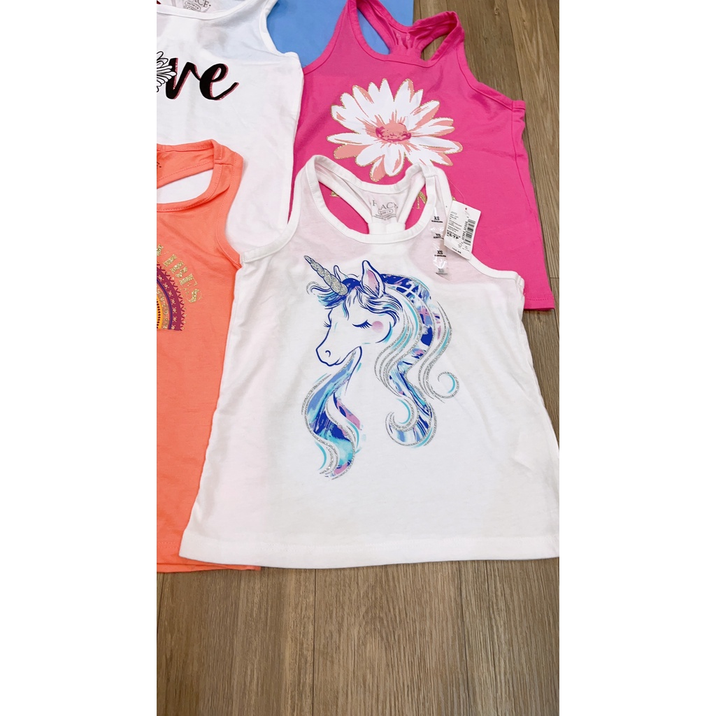 Áo thun bé gái Place sát nách mùa hè  cotton hình elsa ngựa pony áo thun xuất xịn