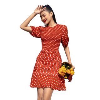 Olv - đầm terracotta polka dot dress