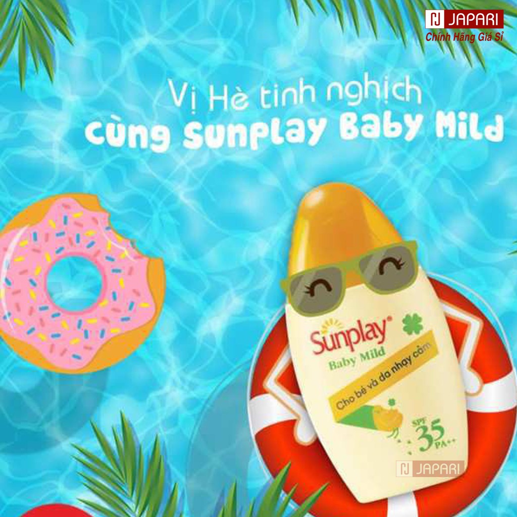 Kem Chống Nắng Cho Bé Và Da Nhạy Cảm Sunplay Baby Mild CHÍNH HÃNG - KCN Sunplay Da Mặt Và Toàn Thân Cho Trẻ Em JAPARI