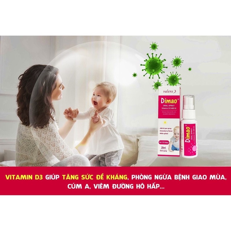 [Chính Hãng-Date2023] Dimao - Vitamin D3 400UI dạng xịt - Tăng Cường Hấp Thu Canxi