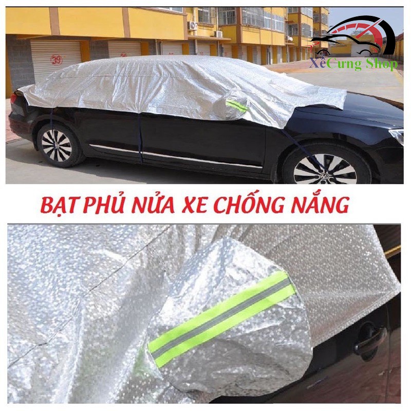 Bạt che nửa xe ô tô chống nắng, Bạt phủ cách nhiệt tráng nhôm cao cấp