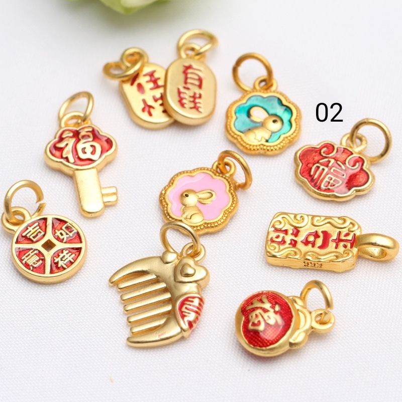 Charm xinh xắn dành cho dây đỏ đeo tay may mắn size 1.5mm