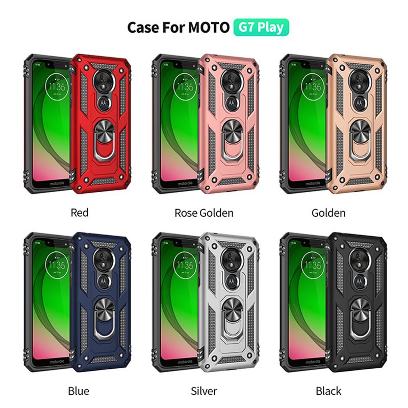 Ốp Điện Thoại Cứng Kiểu Giáp Kèm Giá Đỡ Xoay 360 Độ Chống Rơi / Sốc Cho Moto E5 G7 Play E6 Plus One Zoom