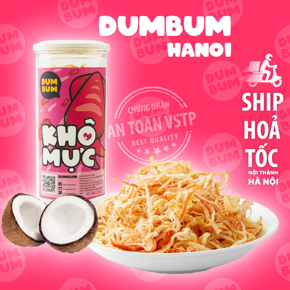 Khô mực hấp dừa xé sợi 220g DumBum đồ ăn vặt Hà Nội vừa ngon vừa rẻ