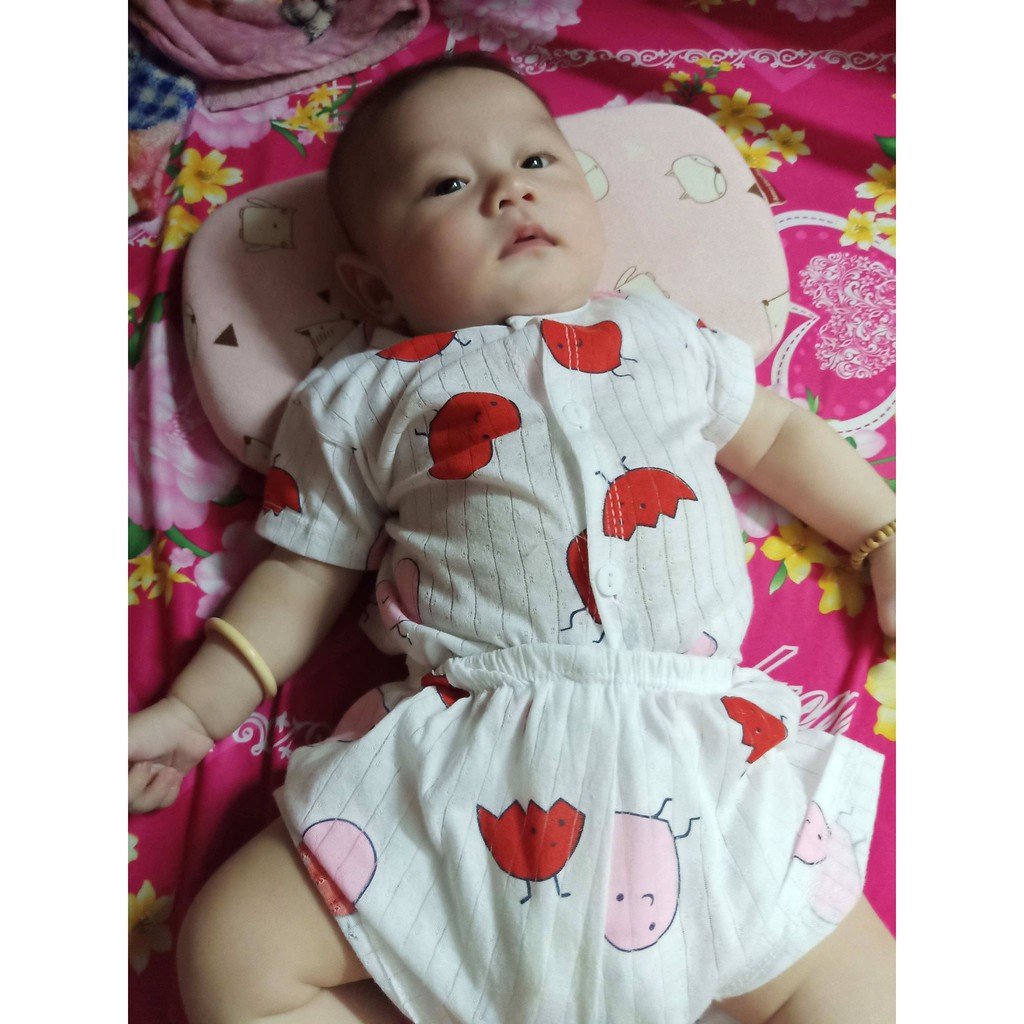 Hàng loại 1: Bộ quần áo chất liệu Cotton giấy cộc cài khuy cho bé trai/gái