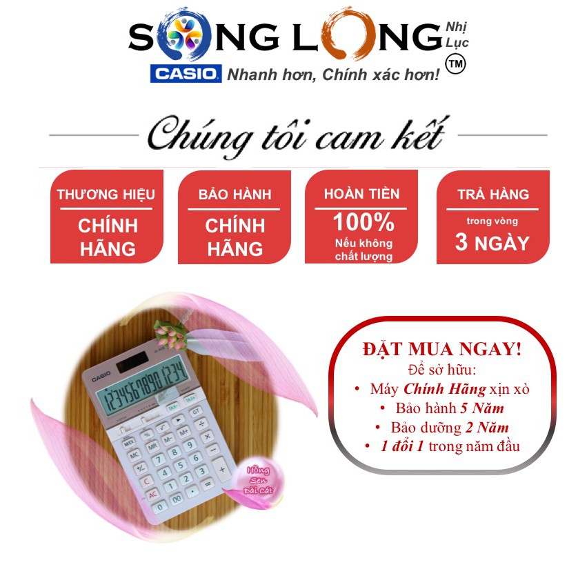 Máy Tính CASIO Sắc Màu dòng Cao Cấp JS-40B – “Hồng Sen Đài Cát” – Máy tính Cầm Tay Chính Hãng Bảo Hành 5 năm bởi Bitex