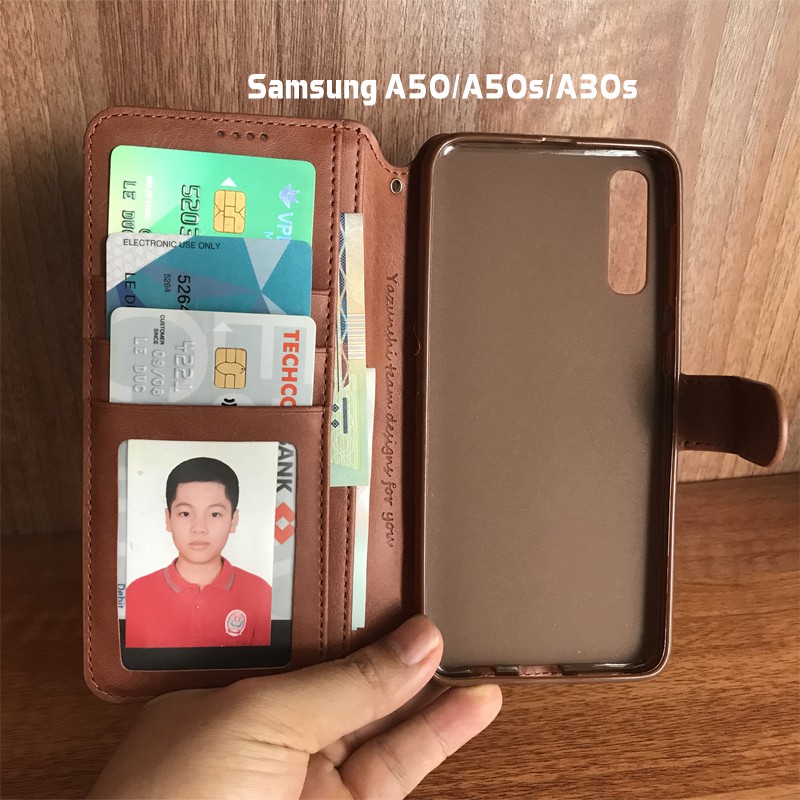 Bao da ốp lưng điện thoại Samsung A51, A71, A12, S9, S9+,J8, A7/A8/A8+ 2018, A30, A50 kèm ví AZNS