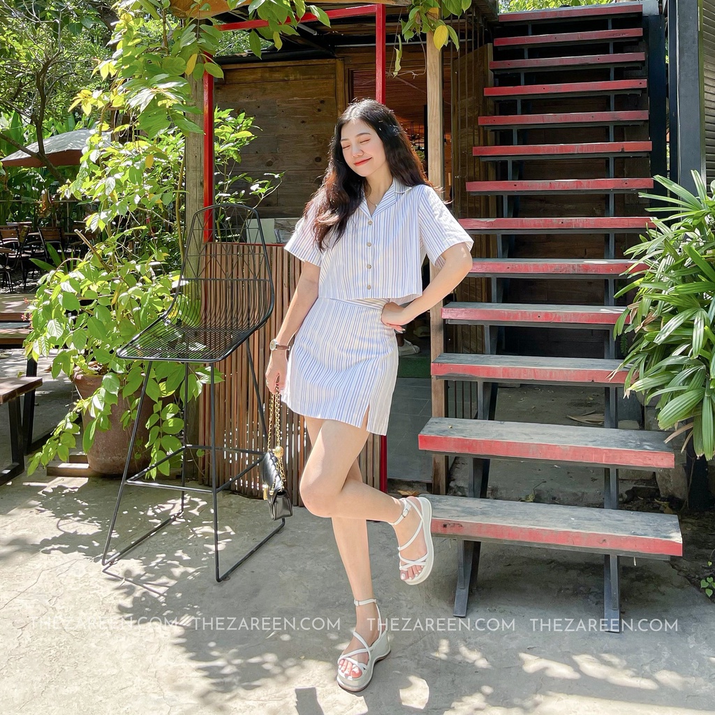 SET SƠ MI SỌC CROPTOP ZAREEN