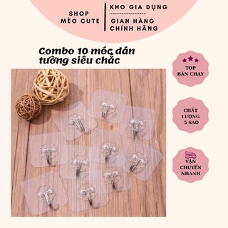 Combo 10 chiếc móc trong suốt dính tường siêu chắc